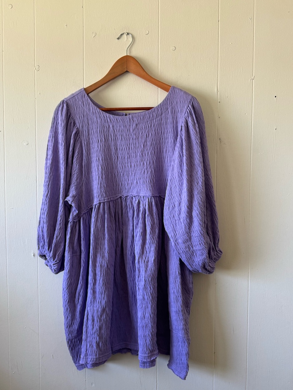 Free People Beach Purple Gauzy Texture Balloon Sleeve Mini Dress Size XS
